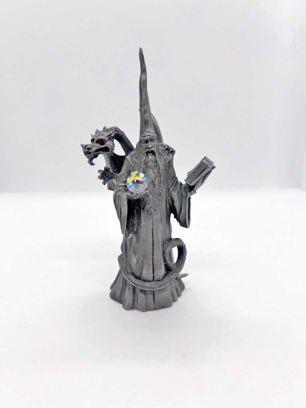 1988 Ray Lamb Perth Pewter Wizard Dragon with Crystal Ball FA-67 "Partners"